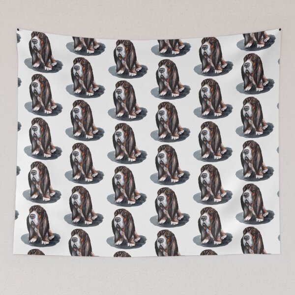Item preview, Cute Basset Hound watercolour painting designed and sold by Funsize-Art.