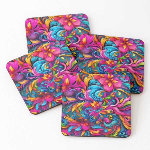 Item preview, Bold color-clash pattern - swirls and flowers designed and sold by miss-keysmash.
