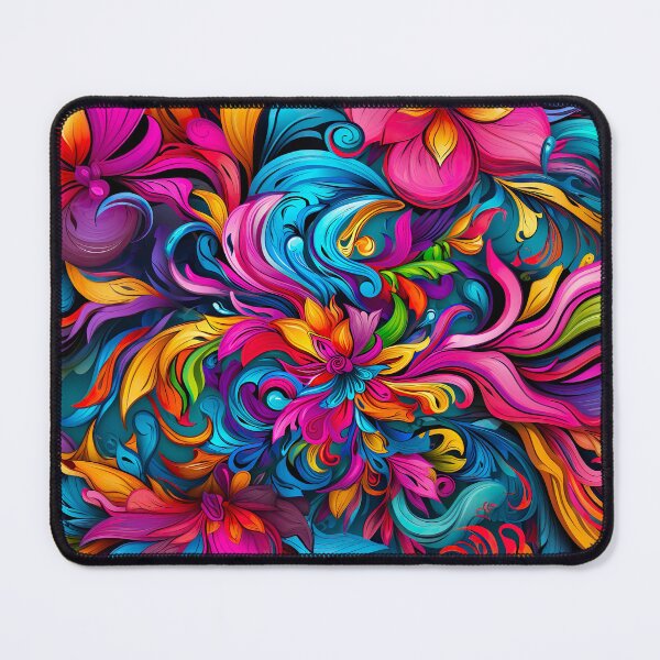 Item preview, Bold color-clash pattern - swirls and flowers designed and sold by miss-keysmash.