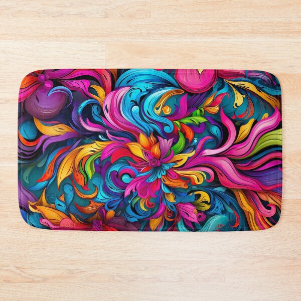 Item preview, Bold color-clash pattern - swirls and flowers designed and sold by miss-keysmash.