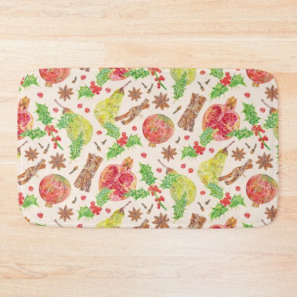 Item preview, Watercolor Festive Pomegranate Pear and Holly designed and sold by beccaboyce.