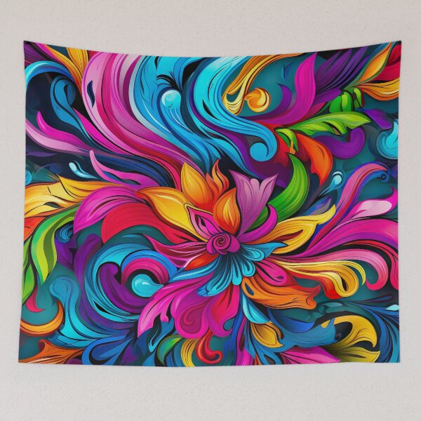 Item preview, Bold color-clash pattern - flower and swirl designed and sold by miss-keysmash.