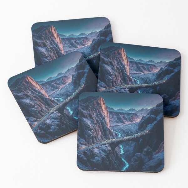 Item preview, A Suspension Bridge over a Deep Canyon, with Snow-Capped Mountains in the Background, Ai Generated Art designed and sold by AiGens.