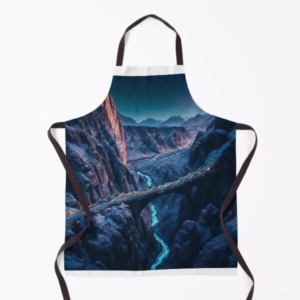 Item preview, A Suspension Bridge over a Deep Canyon, with Snow-Capped Mountains in the Background, Ai Generated Art designed and sold by AiGens.