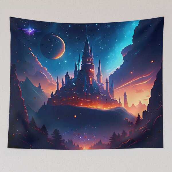 Item preview, Enchanted castle under a starry forest sky designed and sold by byaz3.