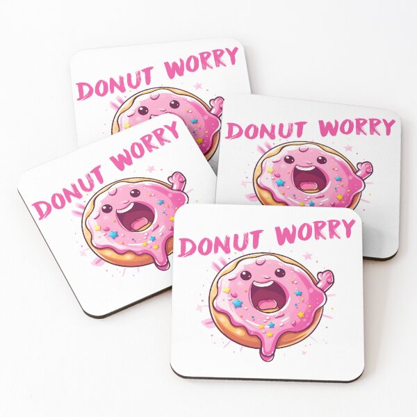 Item preview, Cheering Donut with 'Donut Worry' Text | Whimsical and Positive Vibes | FUNNY design designed and sold by Liezdesign.