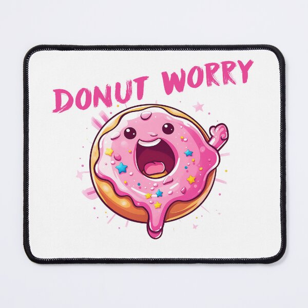 Item preview, Cheering Donut with 'Donut Worry' Text | Whimsical and Positive Vibes | FUNNY design designed and sold by Liezdesign.