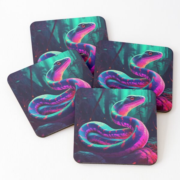 Item preview, Neon Jungle Serpent - Dramatic King Cobra Digital Painting designed and sold by OdysseyArtworks.