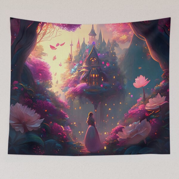 Item preview, The Princess and the Enchanted Castle: A Romantic Scene in Pink designed and sold by byaz3.