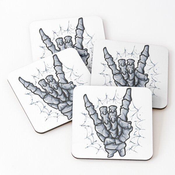 Item preview, metal sign skeleton hand rock gesture designed and sold by SceneryStudio.