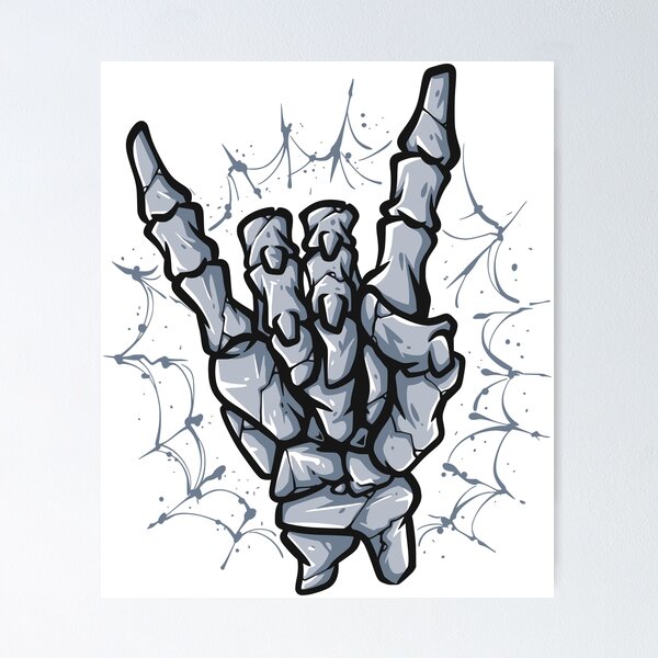 Poster, stampa Rock On Hand Sign Vector Illustration, Regali & Merch