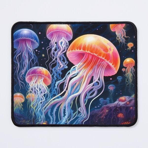 Item preview, a group of colorful jellyfish with long white and pink tentacles designed and sold by Carmillai.