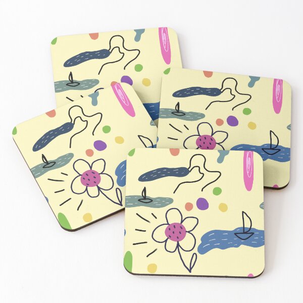 Item preview, Flower sea scribble cute abstract yellow pattern designed and sold by Yana Mustafina | Boho Soulful Designs.