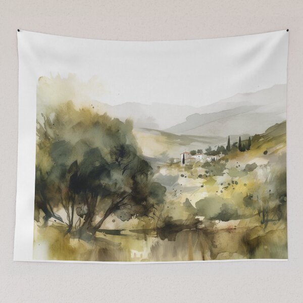 Item preview, Olive Mountainscape Canvas Print designed and sold by artbybodhi.
