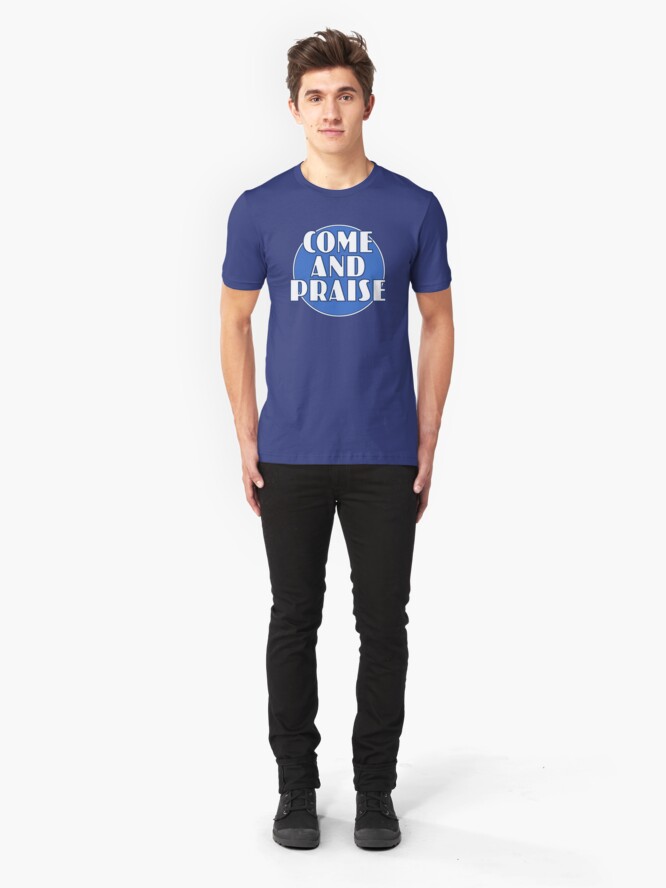 Alternate view of Come And Praise, 1980s school hymn book cover Slim Fit T-Shirt