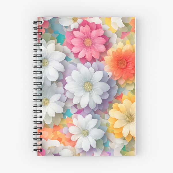 Item preview, Paper style floral illustration daisy flowers of many colors designed and sold by ArtyBuys.