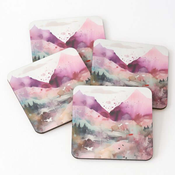Item preview, Pink Mountainscape Canvas Print designed and sold by artbybodhi.
