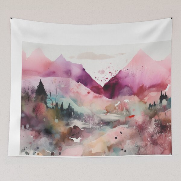 Item preview, Pink Mountainscape Canvas Print designed and sold by artbybodhi.