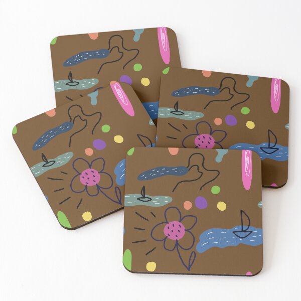 Item preview, Flower sea scribble cute abstract brown pattern designed and sold by Yana Mustafina | Boho Soulful Designs.