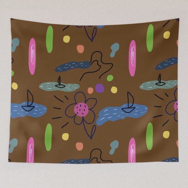 Item preview, Flower sea scribble cute abstract brown pattern designed and sold by Yana Mustafina | Boho Soulful Designs.