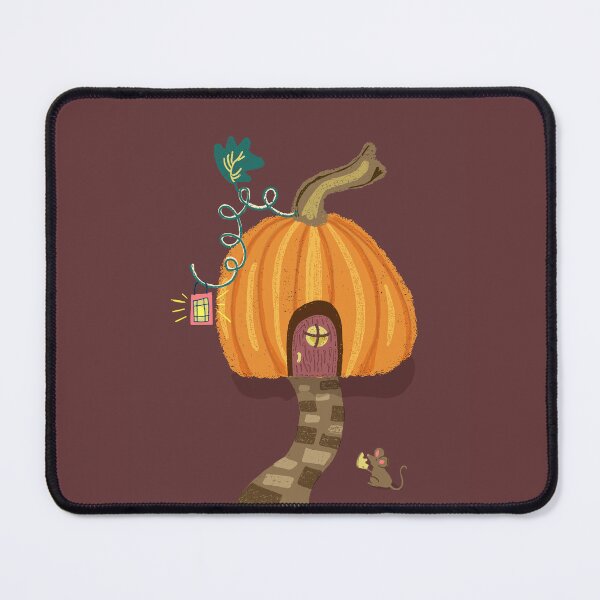 Item preview, Cozy Pumpkin Cottage with Cheese Mouse | orange designed and sold by Ingrid Poole.