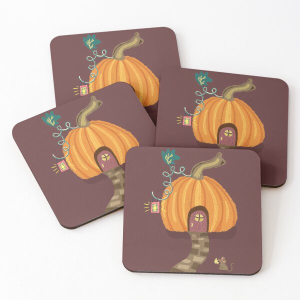 Item preview, Cozy Pumpkin Cottage with Cheese Mouse | orange  designed and sold by Ingrid Poole.