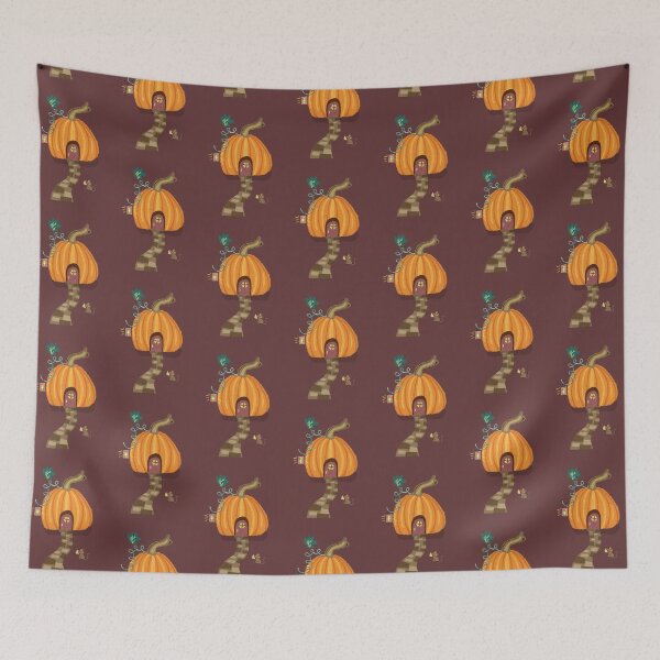 Item preview, Cozy Pumpkin Cottage with Cheese Mouse | orange  designed and sold by Ingrid Poole.