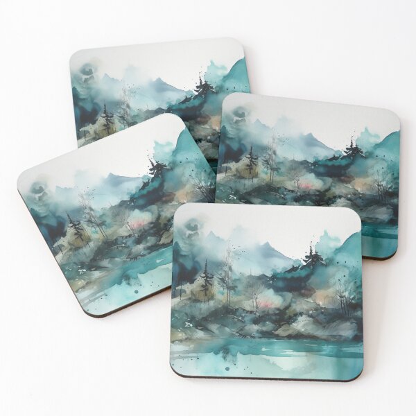 Artikelvorschau, Teal Mountainscape Canvas Print entworfen und verkauft von artbybodhi.