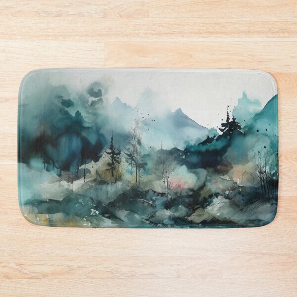Item preview, Teal Mountainscape Canvas Print designed and sold by artbybodhi.