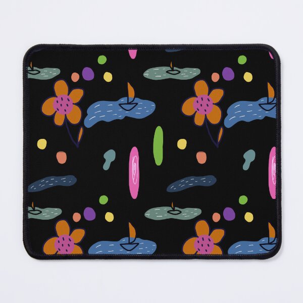 Item preview, Flower sea scribble black abstract orange pattern designed and sold by Yana Mustafina | Boho Soulful Designs.