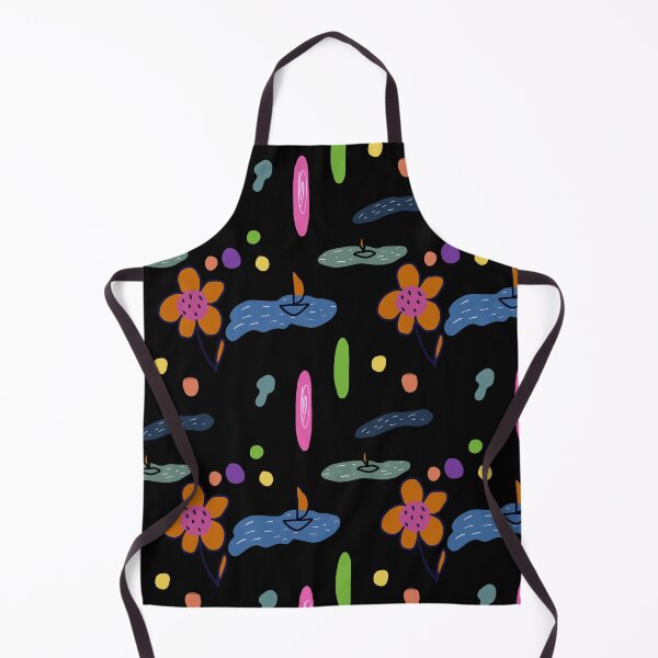Item preview, Flower sea scribble black abstract orange pattern designed and sold by Yana Mustafina | Boho Soulful Designs.