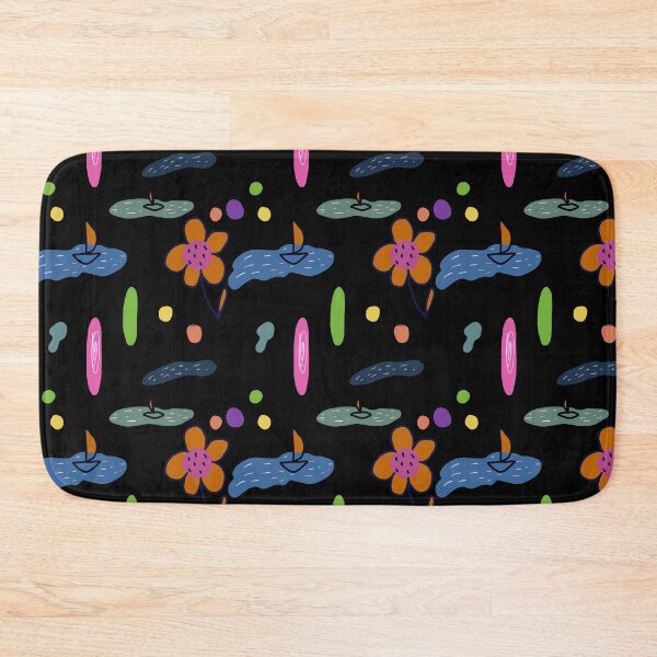 Item preview, Flower sea scribble black abstract orange pattern designed and sold by Yana Mustafina | Boho Soulful Designs.