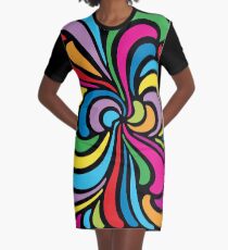 Psychedelic Hippie Abstract Swirl Pattern Graphic T-Shirt Dress