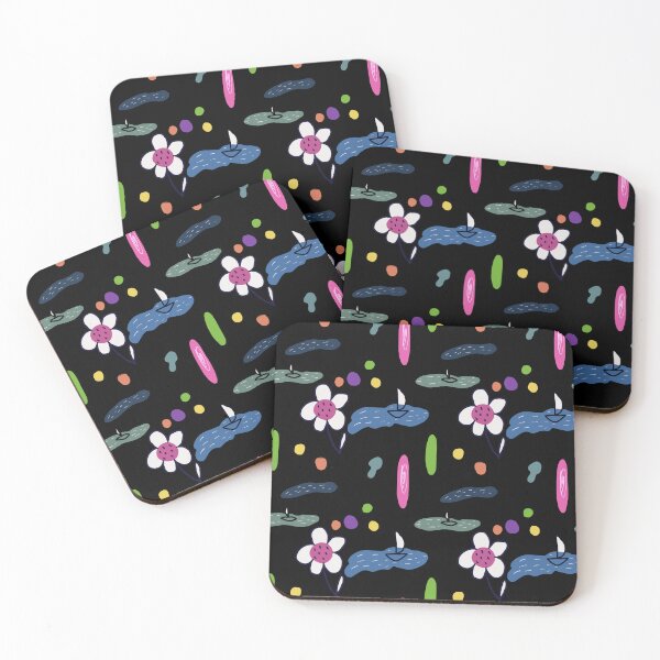 Item preview, Flower sea doodle black abstract seamless pattern designed and sold by Yana Mustafina | Boho Soulful Designs.