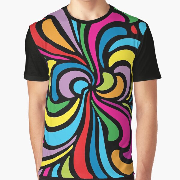 Psychedelic Neon Rainbow Tie Dye T-shirt for Goa Hippie and 