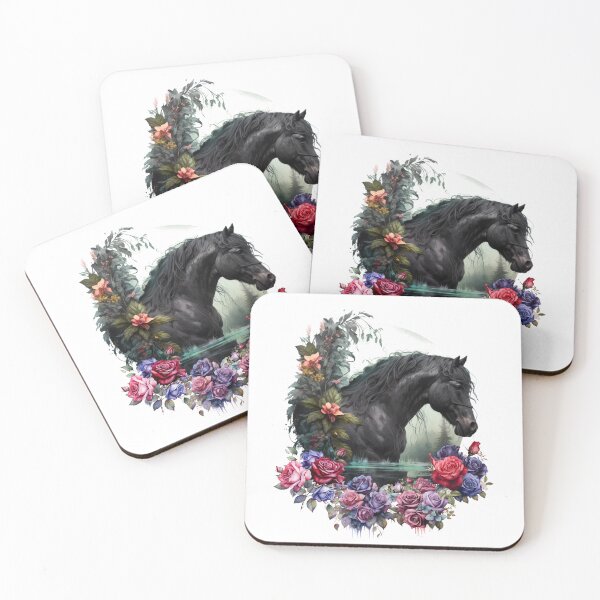 Item preview, Black Stallion with Gothic Flowers Classic T-shirt designed and sold by MysticOzzy.