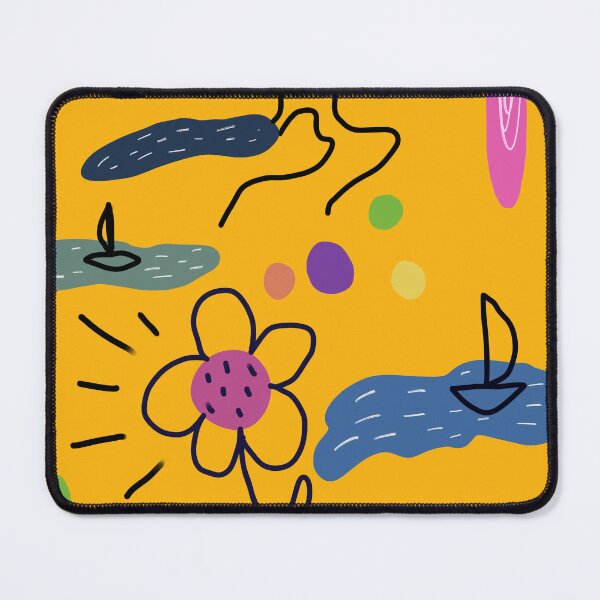 Item preview, Flower sea scribble cute abstract yellow pattern designed and sold by Yana Mustafina | Boho Soulful Designs.