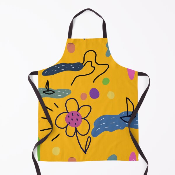 Item preview, Flower sea scribble cute abstract yellow pattern designed and sold by Yana Mustafina | Boho Soulful Designs.