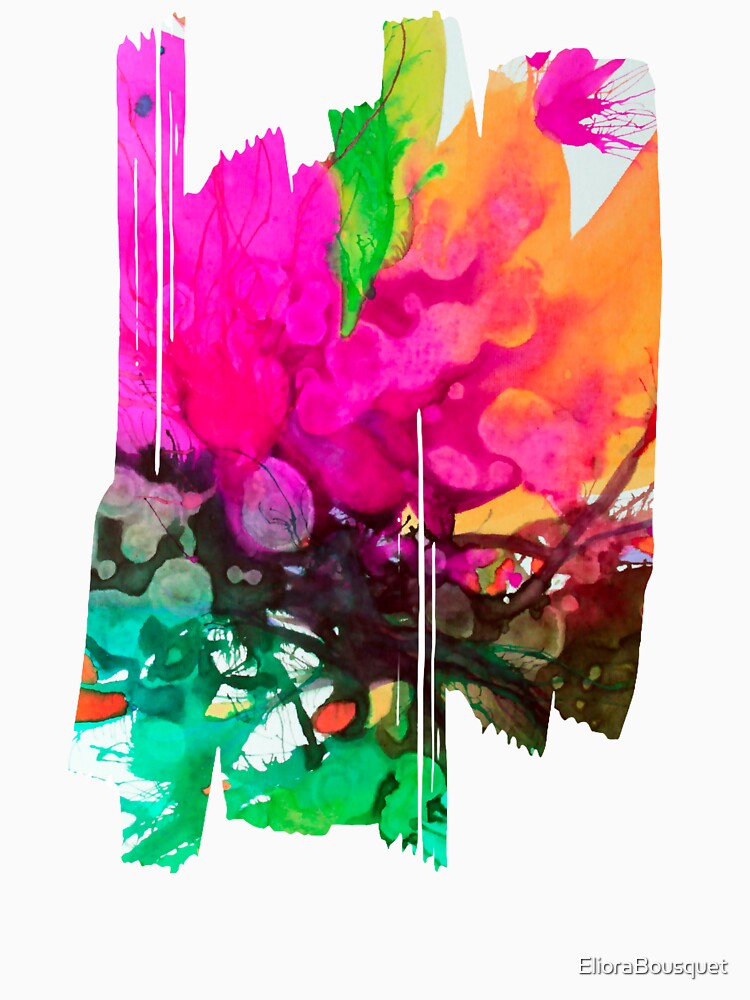 Aperçu 3 sur 3. T-shirt moulant col V avec l'œuvre Eclosion 112 créée et vendue par ElioraBousquet.