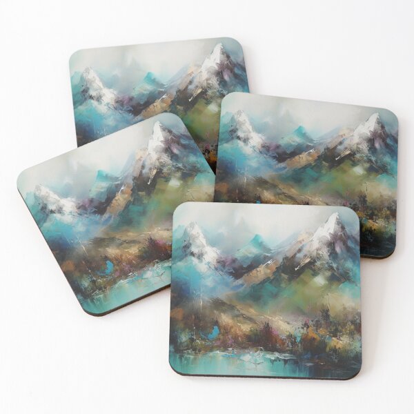 Aperçu de l'œuvre Turquoise Mountainscape Canvas Print créée et vendue par artbybodhi.