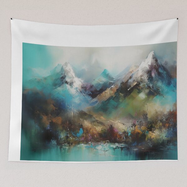 Item preview, Turquoise Mountainscape Canvas Print designed and sold by artbybodhi.