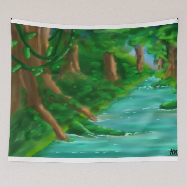 Item preview, Rainforest scene with trees and river designed and sold by aditikkumar.