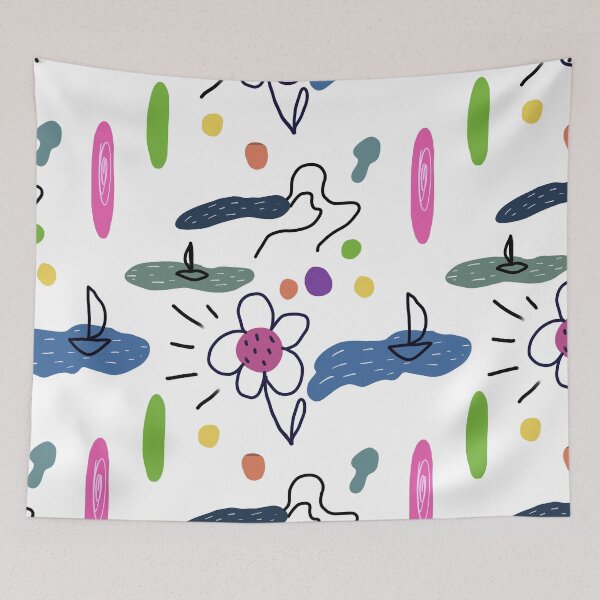 Item preview, Flower sea scribble fun abstract seamless pattern designed and sold by Yana Mustafina | Boho Soulful Designs.