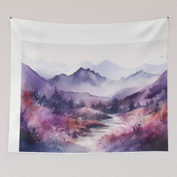Item preview, Violet Mountainscape Canvas Print designed and sold by artbybodhi.