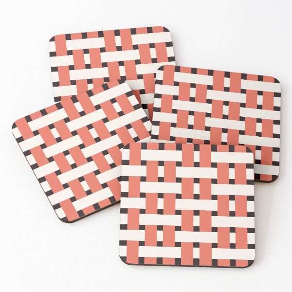 Item preview, Fabric Weave Types #04 - Weft Rib Weave Regular Pattern -  Black and Salmon designed and sold by DesignCentrum.