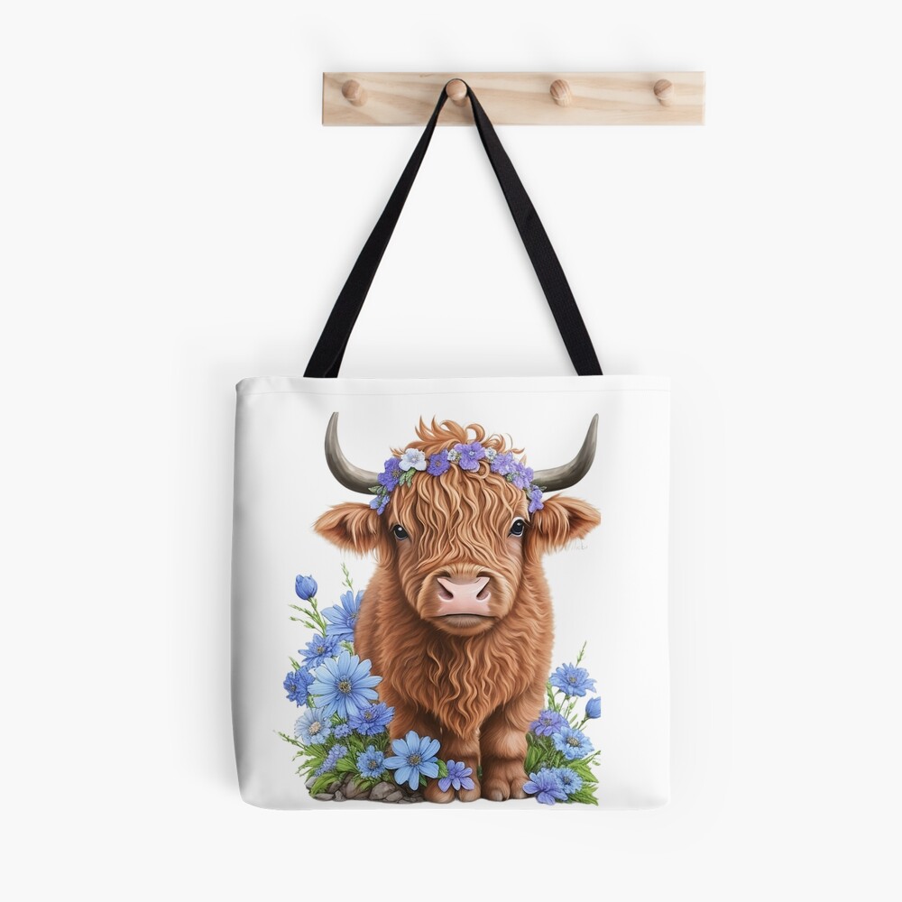 Highland Cow Seamless Pattern, Cute Cow Fabric Design, Longhorn