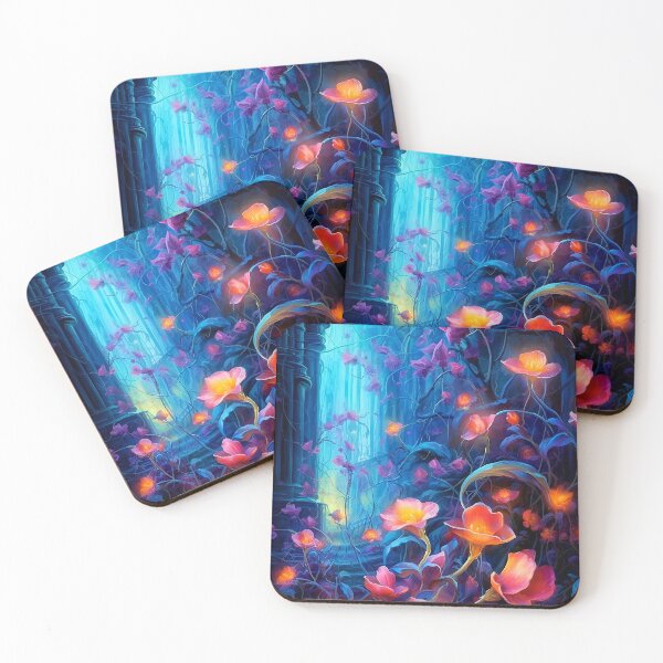 Item preview, Glowing hibiscus and garden painting 3 designed and sold by Art by Lilia.