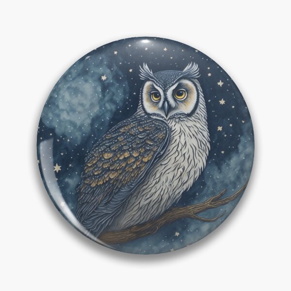 Item preview, Serene Owl in Starry Night Sky | Delicate Watercolor  designed and sold by Polariszero.