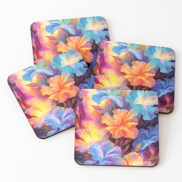 Item preview, Glowing hibiscus and garden painting 4 designed and sold by Art by Lilia.