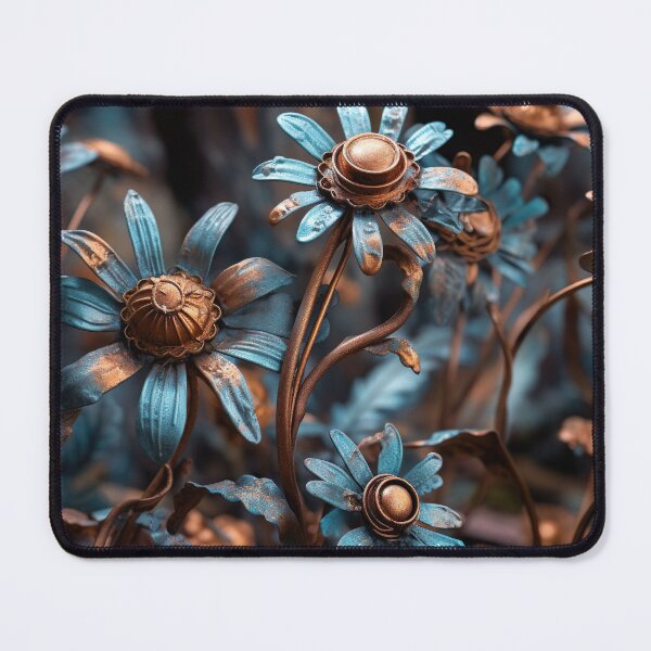 Item preview, Copper Blue Enchantment: Metallic Flowers in Radiant Bloom designed and sold by EVA4designs.